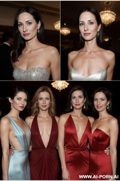 Three sisters and their mom. posing top less. at a formal event in cocktail dresses in public - ai-porn.ai on pornintellect.com