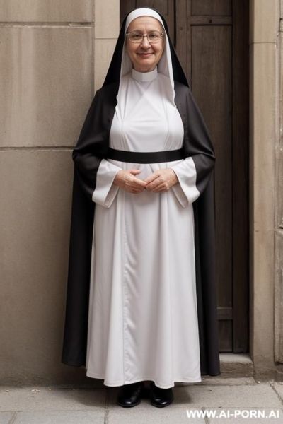 ((((two mature nun)))), ((realistic sexy happy face)), (((naked nun under open habit, nude under habit, she show her nude body under habit, very hairy pussy))), ((frontal view)), (behind her is the backdrop of italian), ((grey habit, short habit)) - ai-porn.ai - Italy on pornintellect.com
