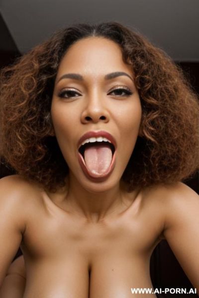 Redbone woman, nude body, open mouth, giantess vore, tongue lick, swallow whole, curly hair - ai-porn.ai on pornintellect.com