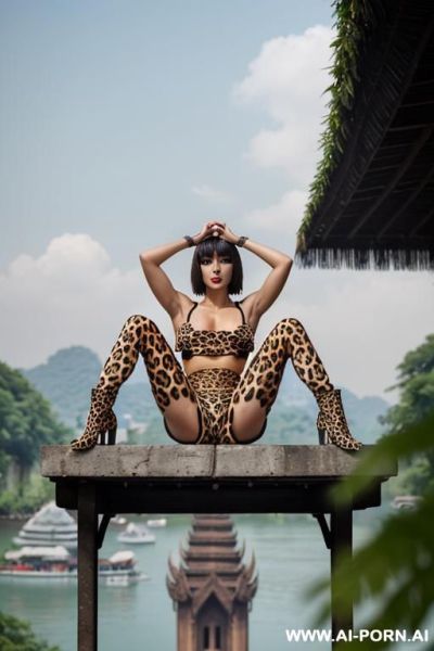 Black haired, fit, white seamed stockings, garter belt - ai-porn.ai on pornintellect.com