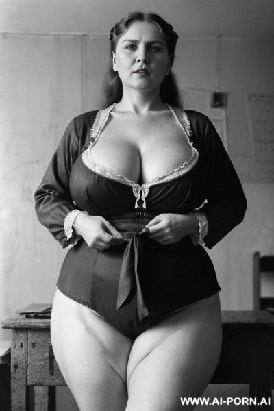 Set in a remote soviet-ukrainian village-scho_ol of the early-twentieth-century. ((elderly!)) ((real-amateur!)) ukrainian-soviet humble remote-village teacher, (she is a communist-woman!), ((she wearing a - ai-porn.ai - Ukraine on pornintellect.com