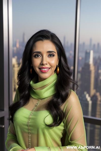 (((asin))), ((colorful long sleeve crew neck dupatta )), (christmas), (big full lips), ((smiling at the camera)), photorealistic, indian, (ultra detailed photo), (hyper realistic photo), standing in a - ai-porn.ai - India on pornintellect.com