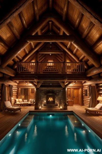 In a swimming pool, she lifts up her swimsuit, we see her pussy all wet, she has huge breasts and piercings, her swimsuit is red - ai-porn.ai on pornintellect.com