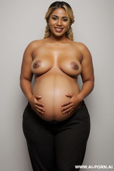 Pakistani, naked, nude, bbw, brown skin, dark skin, dark nipples, brown nipples, photo studio, white background, indoors - ai-porn.ai - Pakistan on pornintellect.com