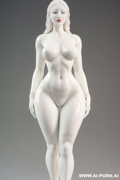 Porcelain white nude skin turned into statue, partial zoom, very fit hourglass figure, extremely wide pelvis and hips, fit waist ,wide inner gap between legs, very wide crotch-gap - ai-porn.ai on pornintellect.com