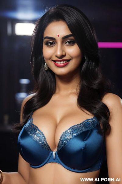 Bedroom, blue fancy push up bra, blue sari, perfect boobs, beautiful model, pakistani - ai-porn.ai - Pakistan on pornintellect.com