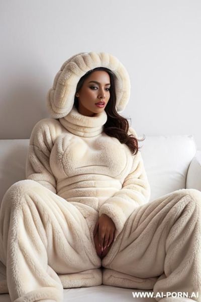 (((hole pussy view))), straight extreme fluffy jumpsuit huge furry sheep fur, massive thick fluffy sheep cozy jumpsuit, huge spreading pussy, big labia lips pussy, public hair pussy, uggs , natural sheep fur turtleneck fluffy cosy jumpsuit, - ai-porn.ai on pornintellect.com