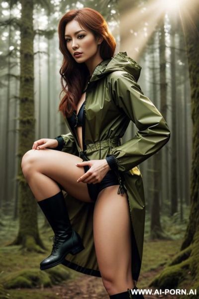 (holding a bow), (wearing a camouflage raincoat) - ai-porn.ai on pornintellect.com