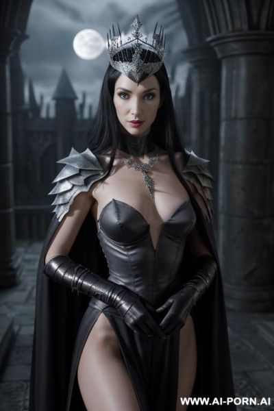 (topless), dominant pose, (eye contact), looking at viewer, arrogant look, cruel woman, arrogant face, ultra realistic, (agressive make-up), slender body, (((sharp breasts))), ash-gray skin, (((dark - ai-porn.ai on pornintellect.com