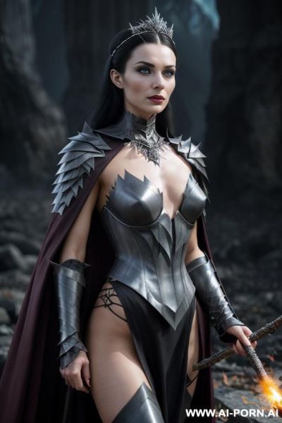 (topless), dominant pose, (eye contact), looking at viewer, arrogant look, cruel woman, cruel arrogant face, ultra realistic, (agressive make-up), slender body, (((sharp breasts))), ash-gray skin, (((dark - ai-porn.ai on pornintellect.com