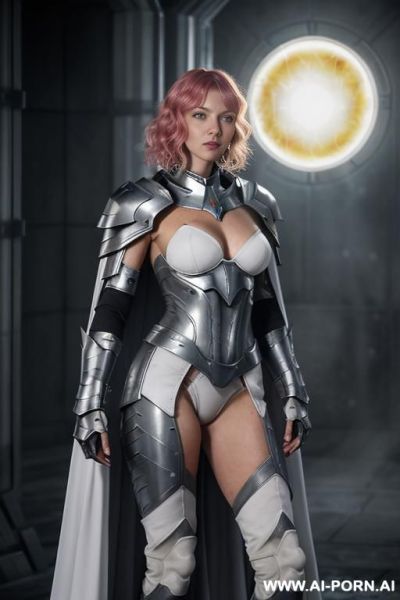 Space aegis woman, sinewy athletic body, ((topless)), (((white-gray skin))), (elegant sharp nude boobs), dominant woman, proud body pose, (elegant shape), front view, (eye contact), sharp face, brave - ai-porn.ai on pornintellect.com