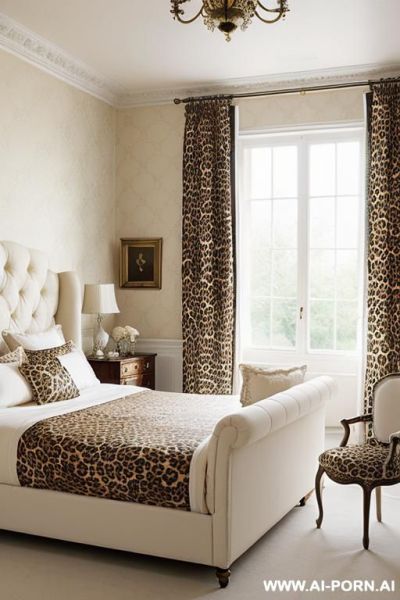 Dark gloomy castle bedroom, woman wearing wedding lingerie, woman bouncing up and down on dildo, leopard print gloomy castle bedding - ai-porn.ai on pornintellect.com