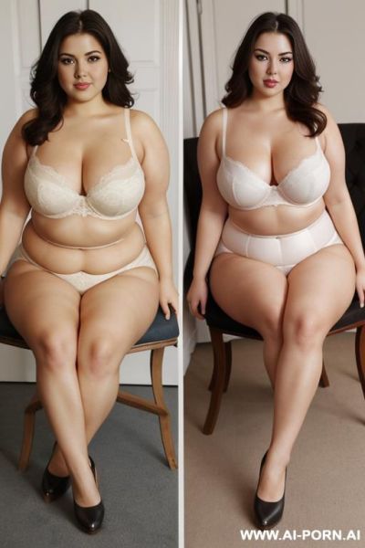 Before after pic stye of a chubby puffy curvy woman - ai-porn.ai on pornintellect.com