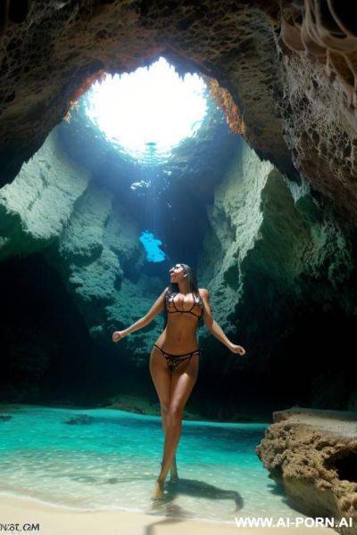 On a pirate beach. inside the cave. dive into the water - ai-porn.ai on pornintellect.com