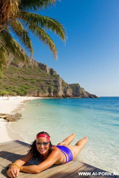 On a pirate beach. smiling. swimming in the sea - ai-porn.ai on pornintellect.com