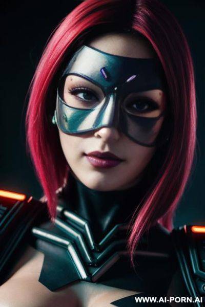 (close up) (cyberpunk woman) (plain masquerade mask) (neon digital world) - ai-porn.ai on pornintellect.com