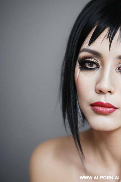A crying woman with smudged makeup and lines - ai-porn.ai on pornintellect.com