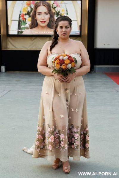 (obese man naked), (bowing in movie theater), (flowers on floor) - ai-porn.ai on pornintellect.com