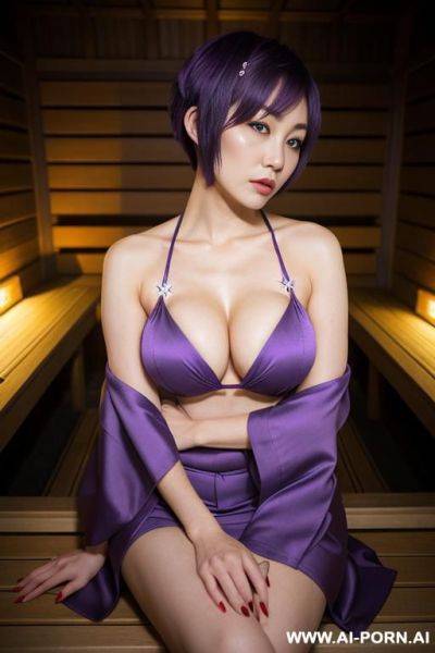 Kimono, cleavage, short hair, long nails - ai-porn.ai on pornintellect.com