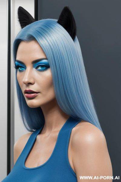 Immagine realistica di elevata qualità, pony woman fetish di colore sky blue. - ai-porn.ai on pornintellect.com