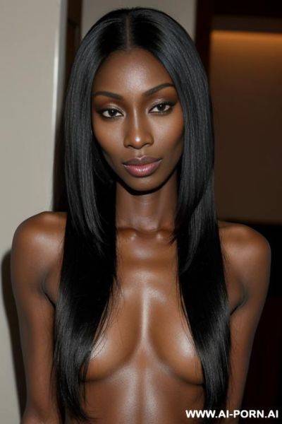 Beautiful, ebony, dark skin, big lips, straight hair - ai-porn.ai on pornintellect.com