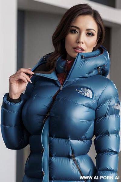Brunette secretary, (((huge blue north face nuptse))) - ai-porn.ai on pornintellect.com