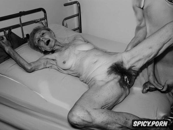 Hospital bed, extremely old elderly geriatric grandmother, anatomically correct geriatric pussy - spicy.porn on pornintellect.com