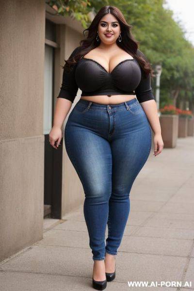 Enormous, mexican, very pretty, chola, eye shw, hourglass figure, high rise jeans, pear shaped, very wide hips, extra thicc, bbw, very rotund, huge thighs - ai-porn.ai - Mexico on pornintellect.com