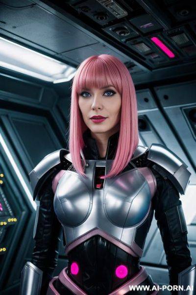 Woman repairs a spaceship and is surrounded by robots - ai-porn.ai on pornintellect.com