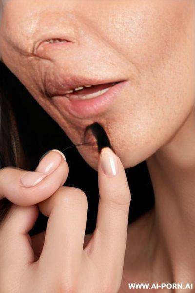 Woman sucking a finger deep between her big lips - ai-porn.ai on pornintellect.com