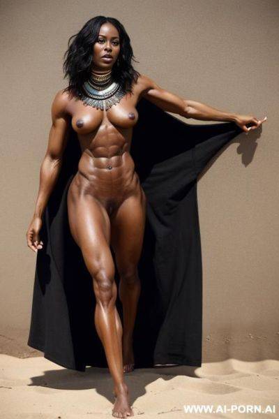 Black tribal woman, plains. toned body. abs. perky nipples - ai-porn.ai on pornintellect.com