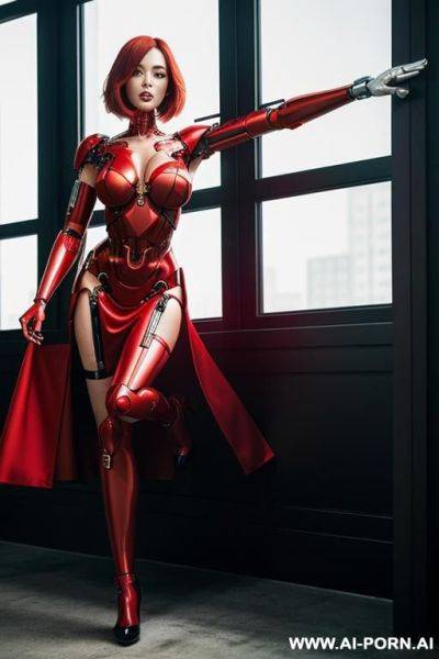 Cyborg anime red dress - ai-porn.ai on pornintellect.com