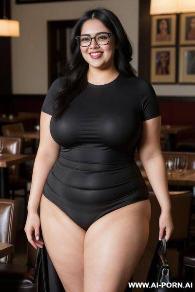 Supermodel, very , mexican, hourglass figure, tight band tshirt, exceptionally wide hips, pear shaped, punk rocker, rotund, long hair, extra thicc bbw, gordita - ai-porn.ai - Mexico on pornintellect.com