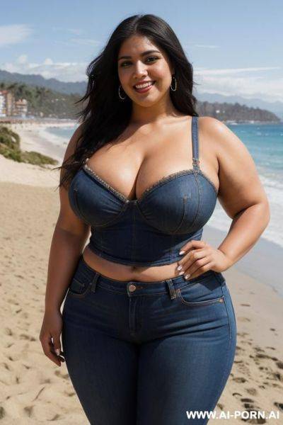 Supermodel, very wide , mexican, hourglass figure, tight band tshirt, exceptionally wide hips, pear shaped, punk rocker, rotund, long hair, extra thicc, bbw, short - ai-porn.ai - Mexico on pornintellect.com
