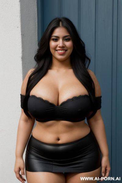 Supermodel, very wide body, 00 pounds, mexican, extreme hourglass figure, tight band tshirt, exceptionally wide hips, very pear shaped, punk rocker, rotund, long hair, extra thicc - ai-porn.ai - Mexico on pornintellect.com