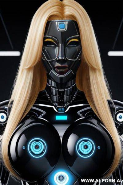 Blonde robot, fully black robotic body, (huge robotic tits:1.3) - ai-porn.ai on pornintellect.com