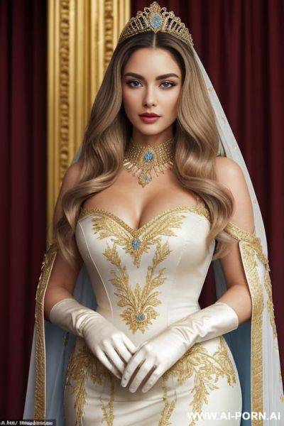 Face & hair: she has fair skin with a , porcelain-like complexion. her face is oval-shaped with soft, delicate features. she has large, almond-shaped eyes that are a shade of deep blue, - ai-porn.ai on pornintellect.com
