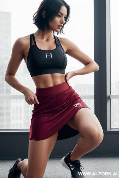 Sports bra and knee-length skirt - ai-porn.ai on pornintellect.com