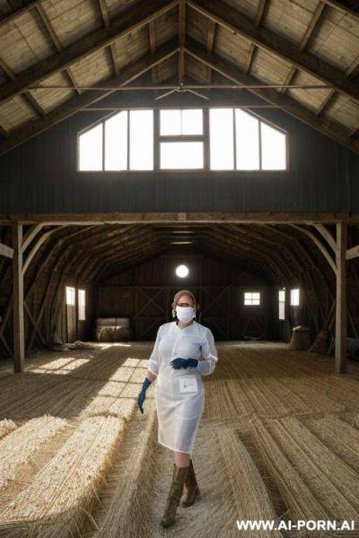 Surgical nurse wearing surgical mask and surgical gloves - ai-porn.ai on pornintellect.com