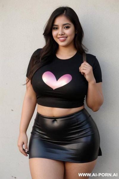 Supermodel, mexican, bimbo, wide hips, hourglass figure, wearing tight band shirt, extra thicc, very pear shaped - ai-porn.ai - Mexico on pornintellect.com
