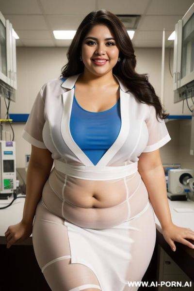Supermodel, mexican, very , hourglass figure, wearing hospital gown, extremely pear shaped, voluptuous - ai-porn.ai - Mexico on pornintellect.com