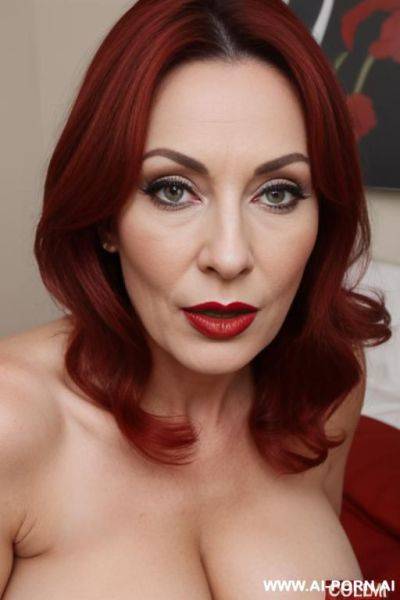 Red lipstick milf sucks tip of cock - ai-porn.ai on pornintellect.com