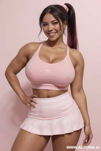 (((realistic look, super realistic))) ((frontal view)) ((perfect beautiful face)) ((sexy beautiful plump lips)) (((long ponytail hairstyle))) ((huge expressive sexy eyes)) ((((curvy body, curvy figure)))) - ai-porn.ai on pornintellect.com