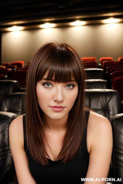 In a cinema, eat popcorn, dark, sit, in the dark, night - ai-porn.ai on pornintellect.com