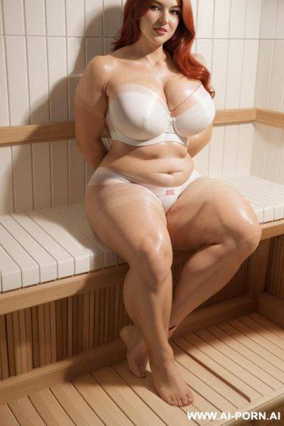Obese legs, obese thighs, bulked up thighs, big thighs, strong thighs, massive thighs and huge muscles, red hair in gy style, stronger thighs, wide hips, strong legs, very strong thighs, very - ai-porn.ai on pornintellect.com