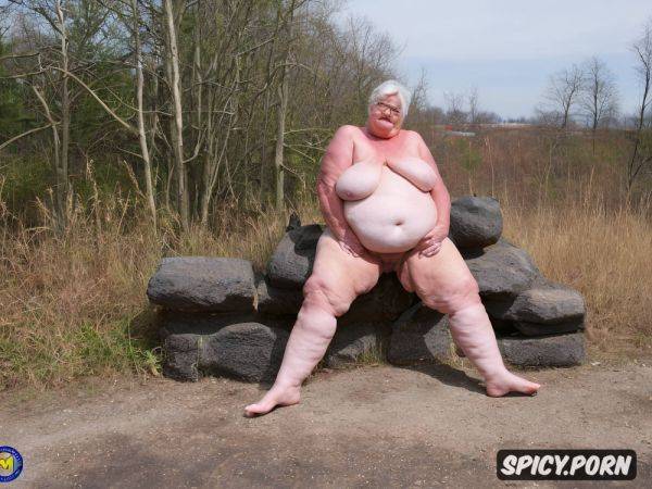 Perfect hands, fat naked old woman of 90 years old, seen in full body showing her well detailed obese body - spicy.porn on pornintellect.com