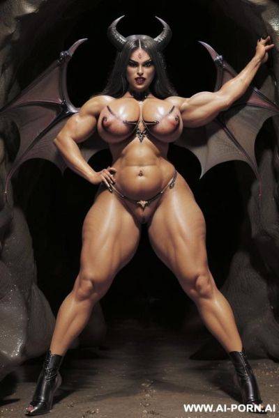(((realistic look, super realistic))) ((front view, frontal view)) (((devil woman, succubus))) ((mistress of the underworld, goddess of darkness)) ((dominant and cruel)) ((sexy and beautiful)) (((thick - ai-porn.ai on pornintellect.com