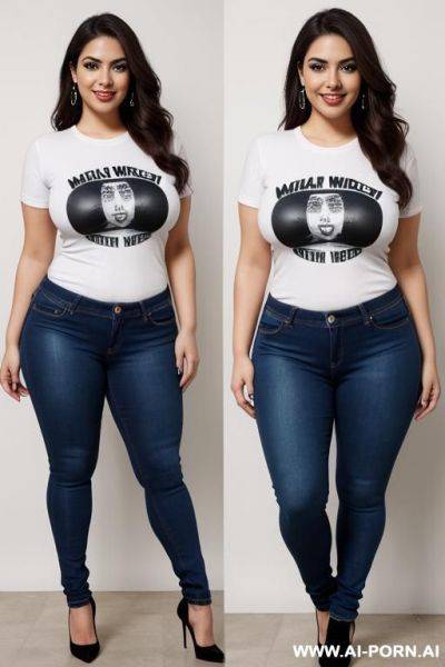 Masterpiece supermodel, mexican, tight jeans, band tshirt, gordita, extremely wide hips - ai-porn.ai - Mexico on pornintellect.com