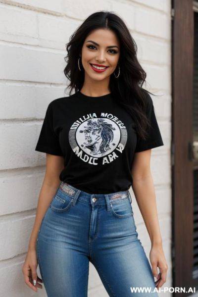 Masterpiece supermodel, mexican, tight jeans, band tshirt, - ai-porn.ai - Mexico on pornintellect.com