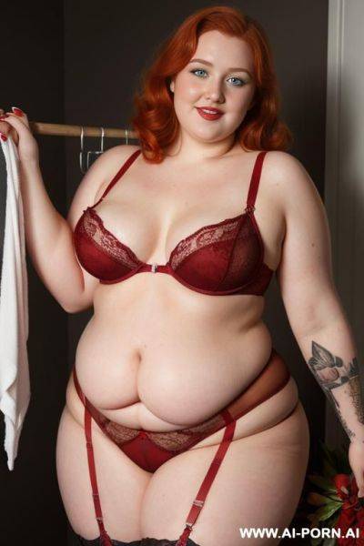 Half-length photo, ((half body photo shot close up)). as a set in the laundry area, a (((very obese))) fat chubby fat thick and bbw redhead british, ((she is washing clothes)). she has - ai-porn.ai - Britain on pornintellect.com